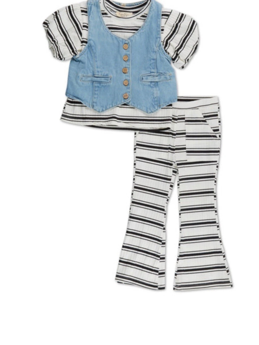 NWT Girls Jessica Simpson Striped Vest & Flare Pants Set in Blue & White Size 4